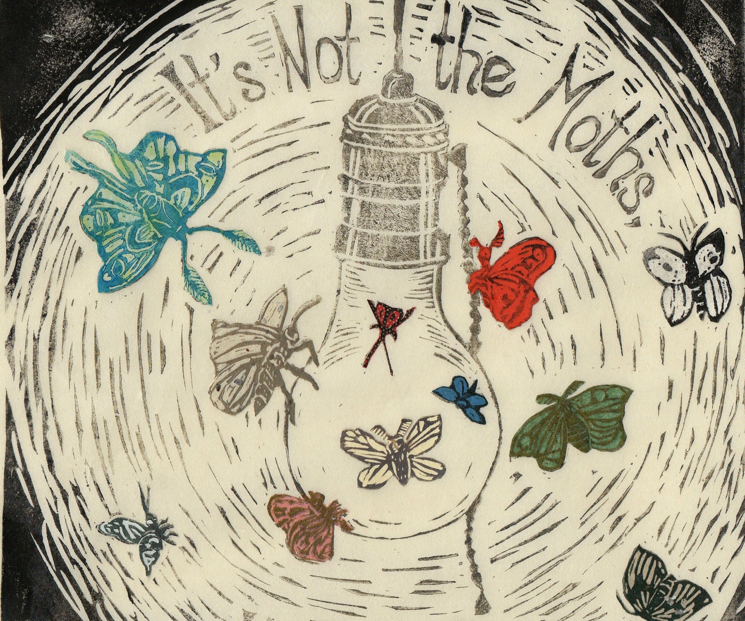 It's Not the Moths 1 - Linocut