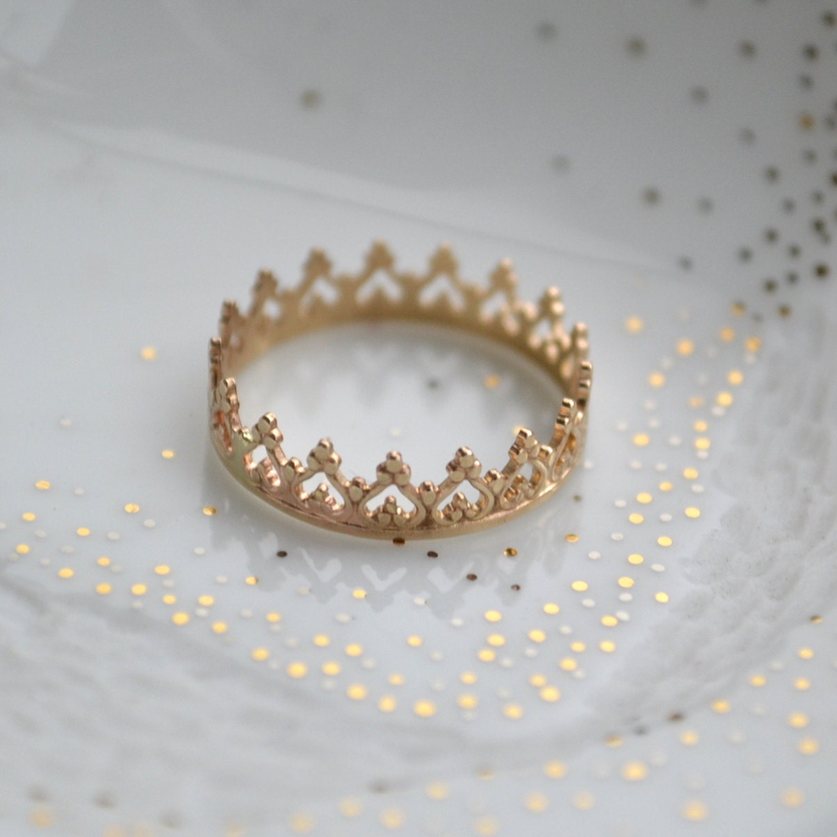 14k solid gold crown ring, wedding band, engagement ring,