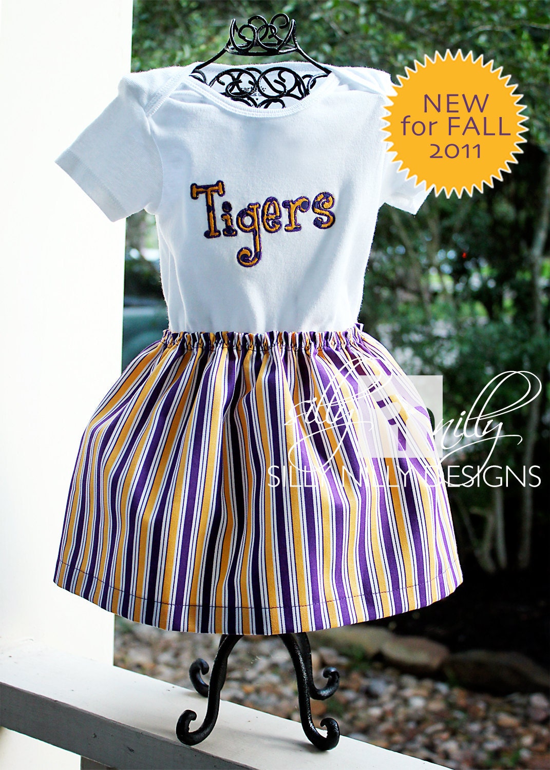 LSU inspired spirit wear onesie dresses sizes 3 months to 18 months