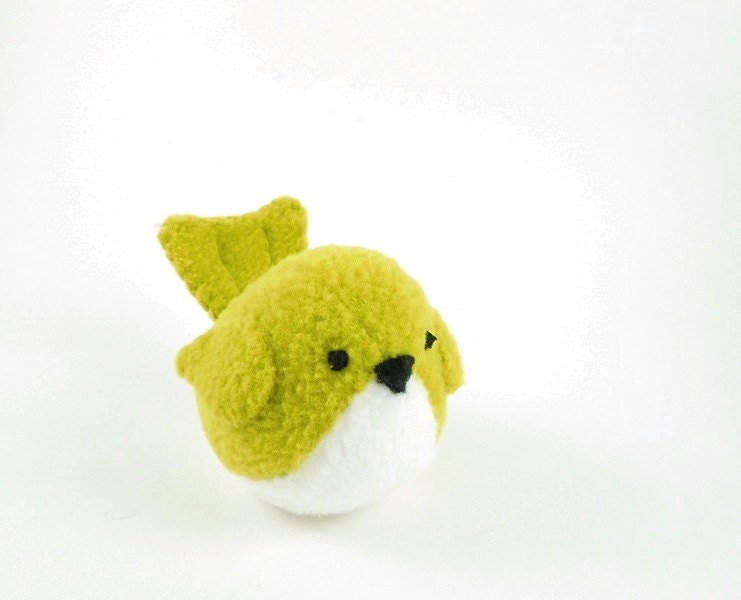 Childrens Bird Stuffed Animal in Chartreuse Green Kids Plush Toy