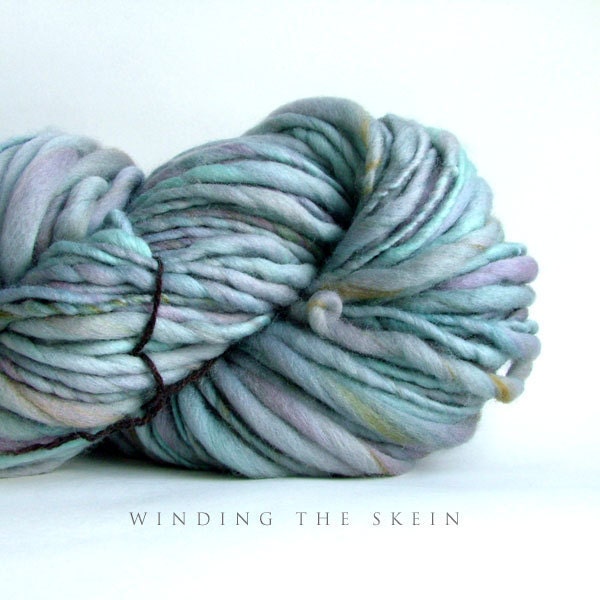 Handspun Yarn, Merino Wool, Thick and Thin Yarn Handdyed Single - Twilight