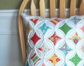 Decorative Pillow Cover Cathedral Window Red Green Aqua Yellow Riley Blake 18 Inch