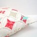 Decorative Pillow Cover Cathedral Window Cottage Style Modern Vintage Red Aqua  18 Inch