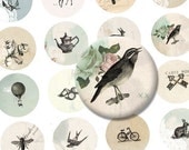 Vintage mix 1 inch button circles digital collage sheet