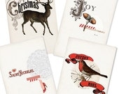 Red Christmas Card Set- Digital PDF Cards for Download and Print