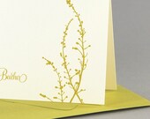 Personalized Notecard Set - Flower Vine - Set of 16 Folded Personalized Stationery / Stationary Cards - Choose your color