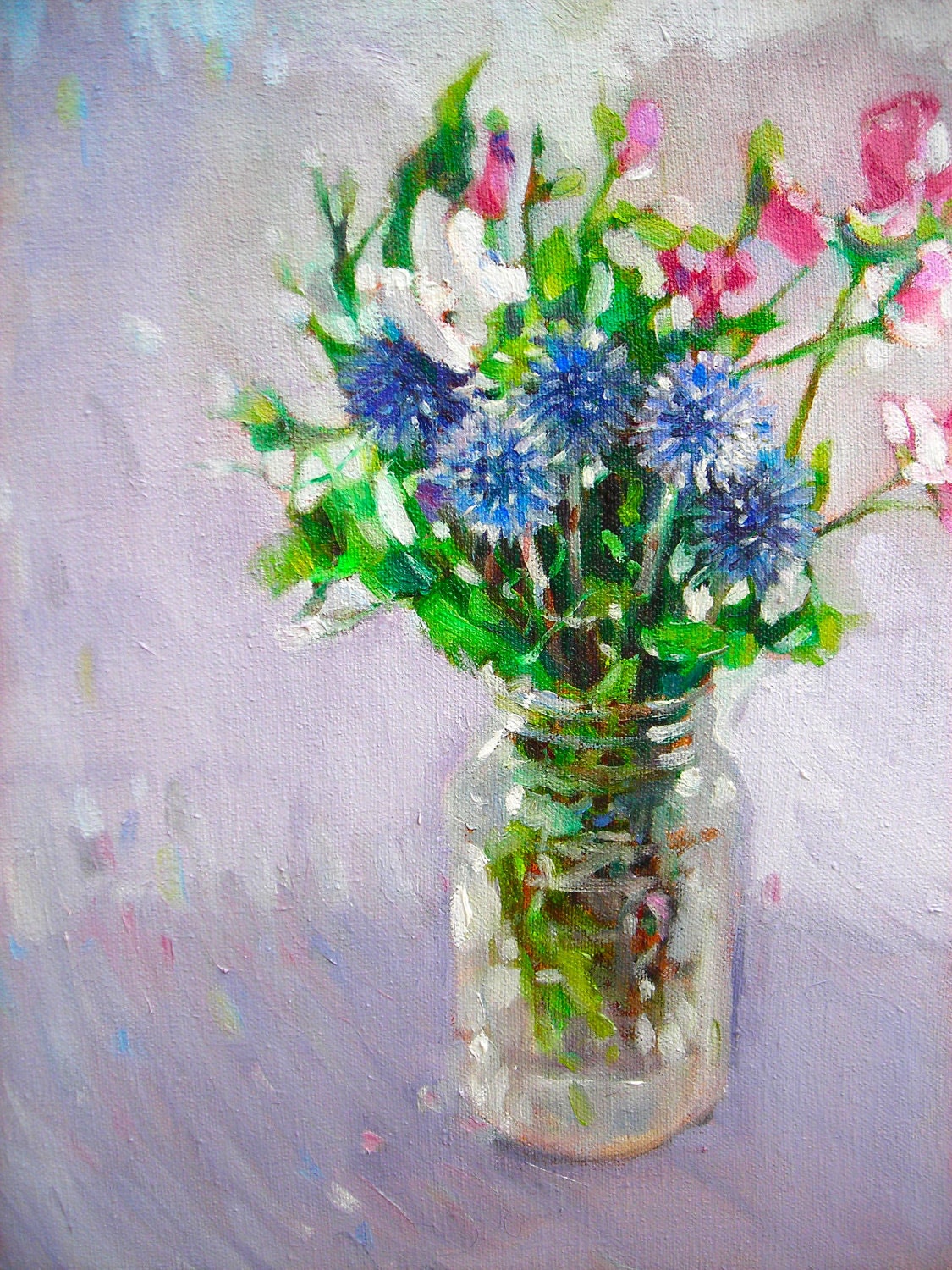 Market Flowers Bouquet, original oil painting, 11  x 14