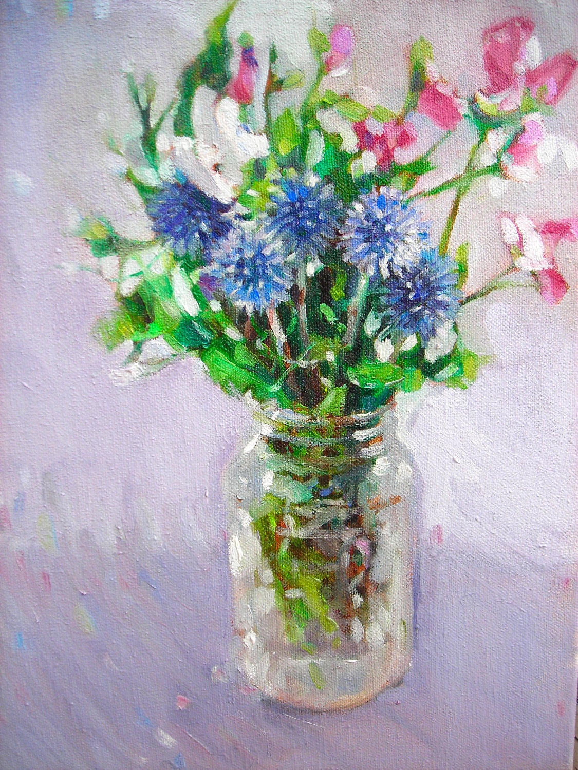 Market Flowers Bouquet, original oil painting, 11  x 14