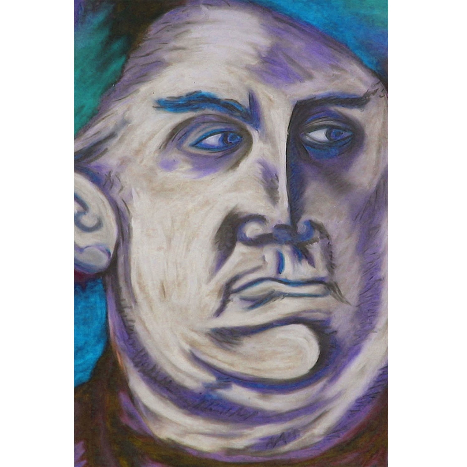 ogre, 5x7 blue fine art print