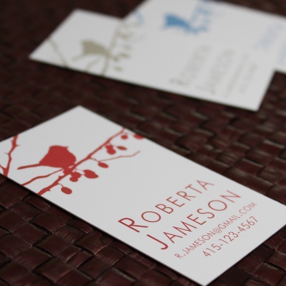 Bird on Branch Silhouette Calling Cards - set of 100