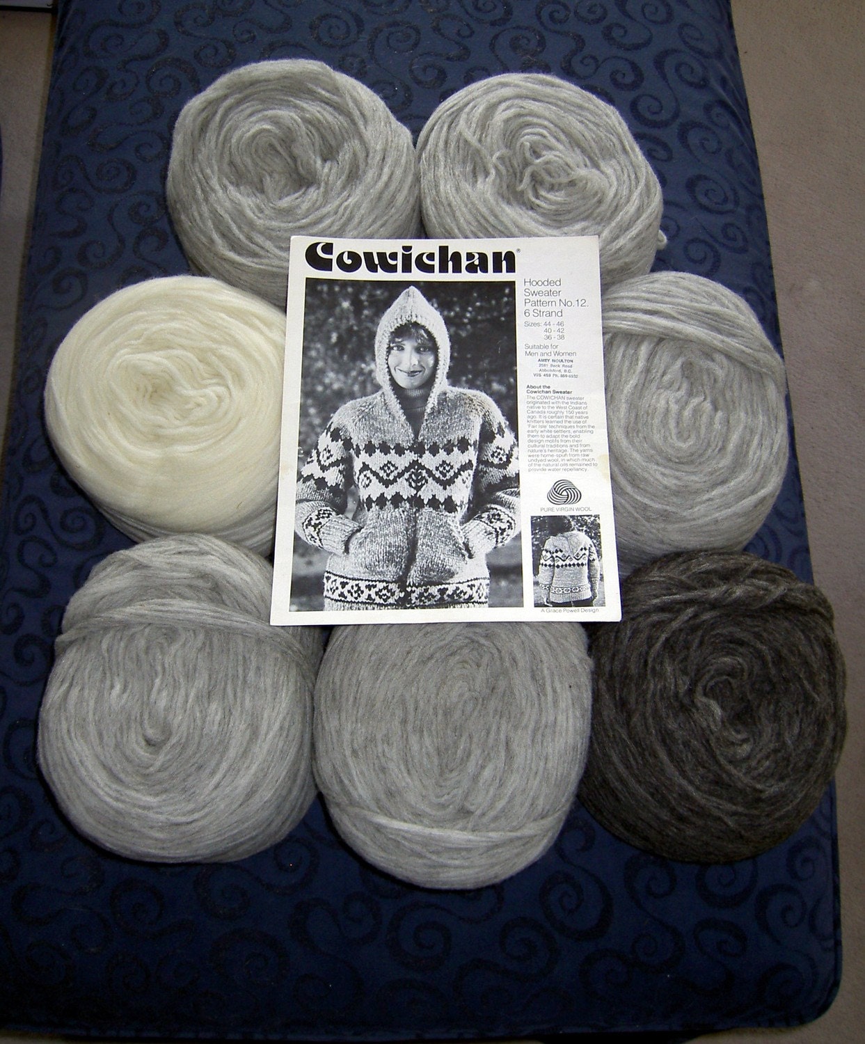 Cowichan SWEATER Knitting Kit Natural Greys by raincoaststudio