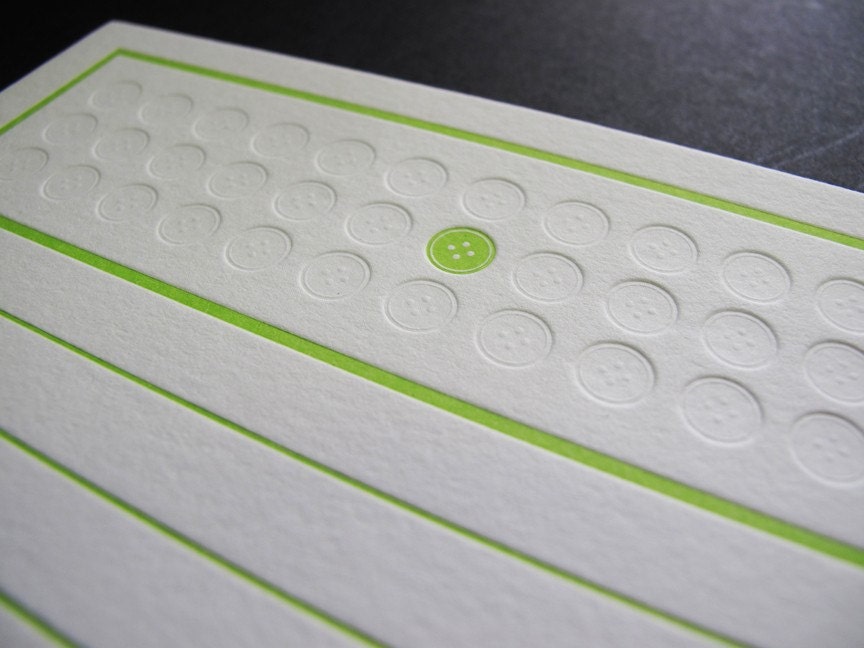 Set of 8 Button Party Fill In Invites Letterpress