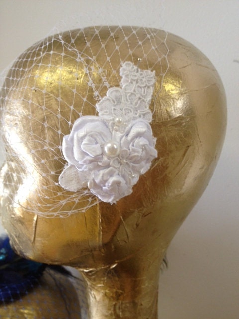 Ivory Vintage Lace and pearl Headpiece