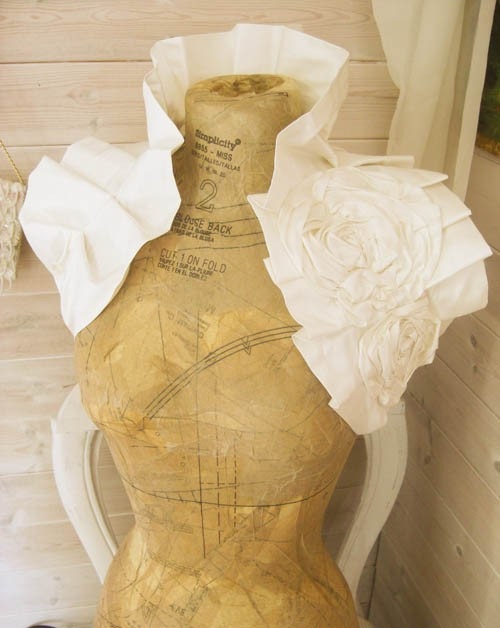 Reserved IVORY Corsaged Silk Wrap