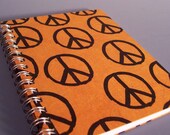 Peace Sign Spiral Notebook - Ecofriendly - You Choose Paper Color - All Wrapped Up Collection
