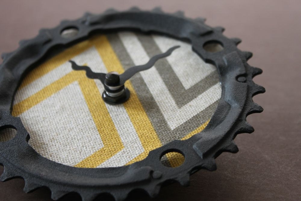 chevron recycled bike clock