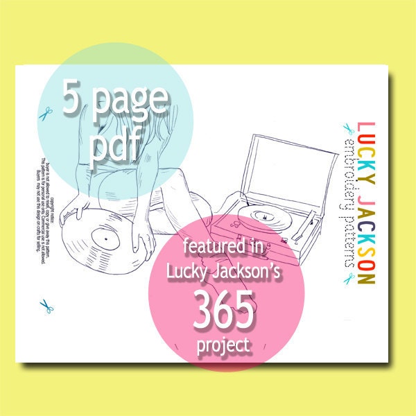 Turntable Love Embroidery Pattern