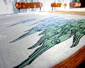 School of Squid - handsewn linen table runner - short length