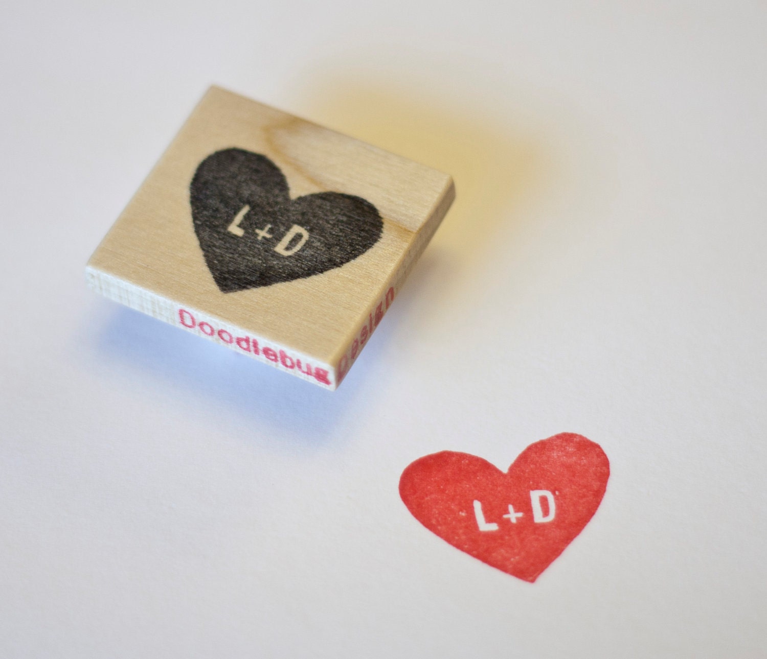 Personalized Solid Heart Hand Carved Stamp