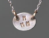 Side Oval Necklace in Sterling Silver and 14K Gold