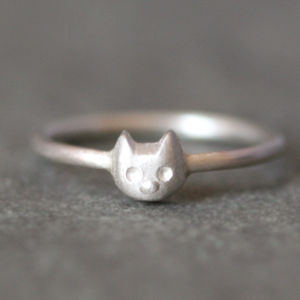 Baby Kitten Ring in Sterling Silver