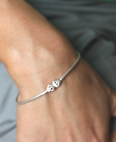 Baby Skull Bangle in Sterling Silver