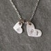 Double Heart Initial Necklace in Sterling Silver and 14K