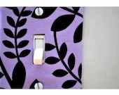 Light Switch Plate Cover - purple with black leaves, natural, nature, mod, pop