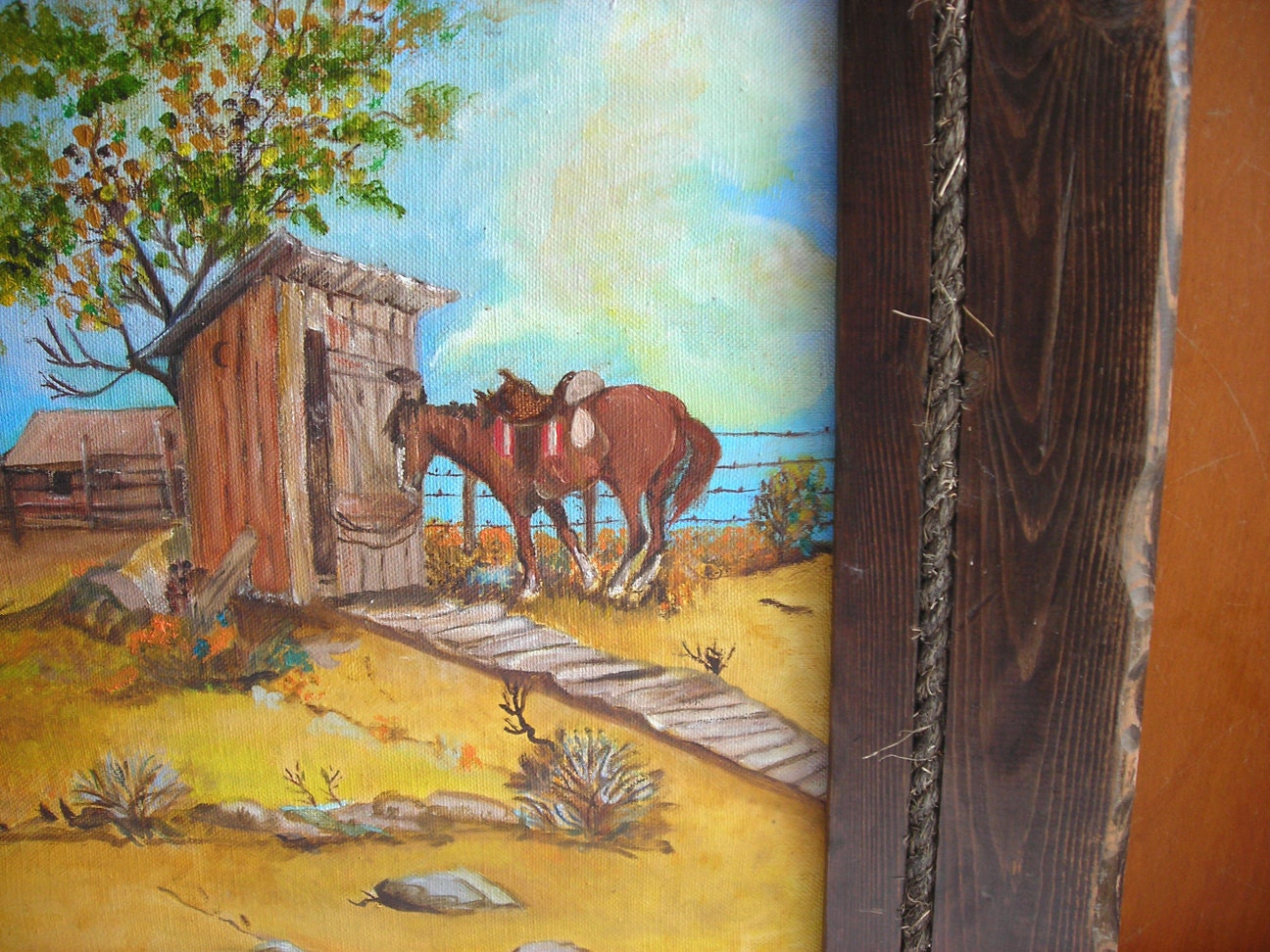 Western Wall Art in Wood Frame Original by NorthernScoutVintage