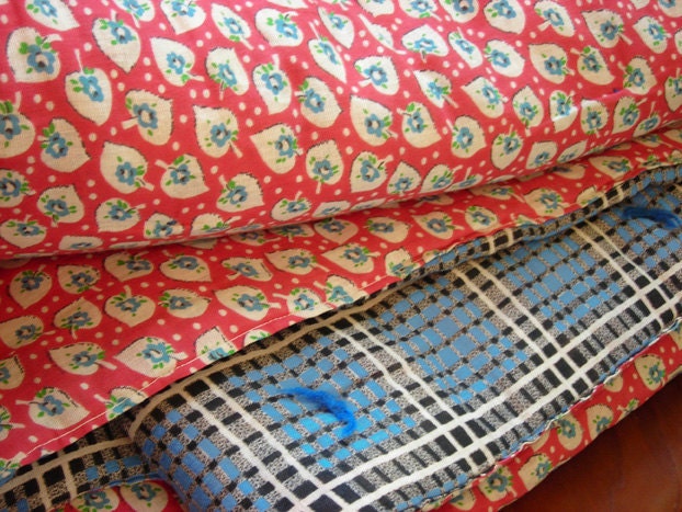 ON HOLD : Antique Tied Quilt - Grandma and Grandpa, Two layers of Fabric