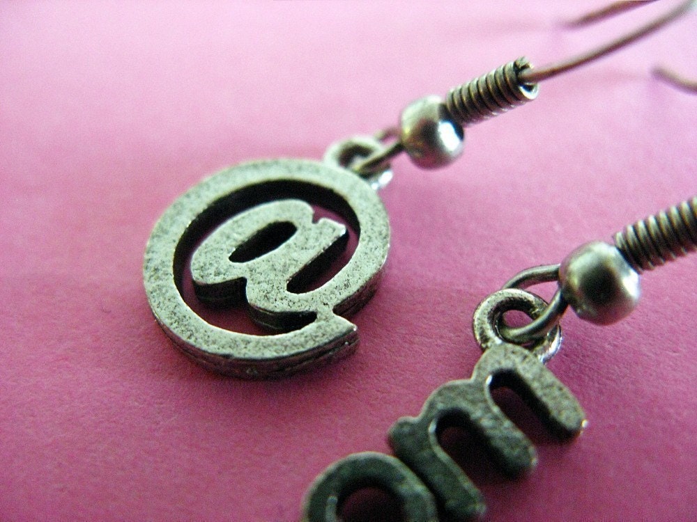 At Geek Dot Com Earrings - Asymetrical Nerdy Internet Earrings