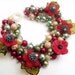 Pearl Beaded Bracelet, Poppy Bracelet, Cluster Bracelet, Chunky Bracelet - Handmade Original Designs by Kim Smith - Art Deco Poppy
