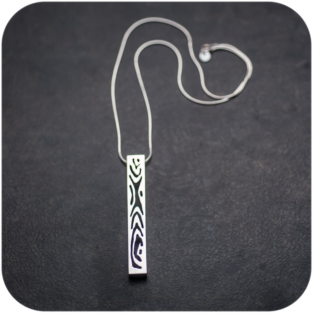 Wood Grain Sterling Silver Necklace