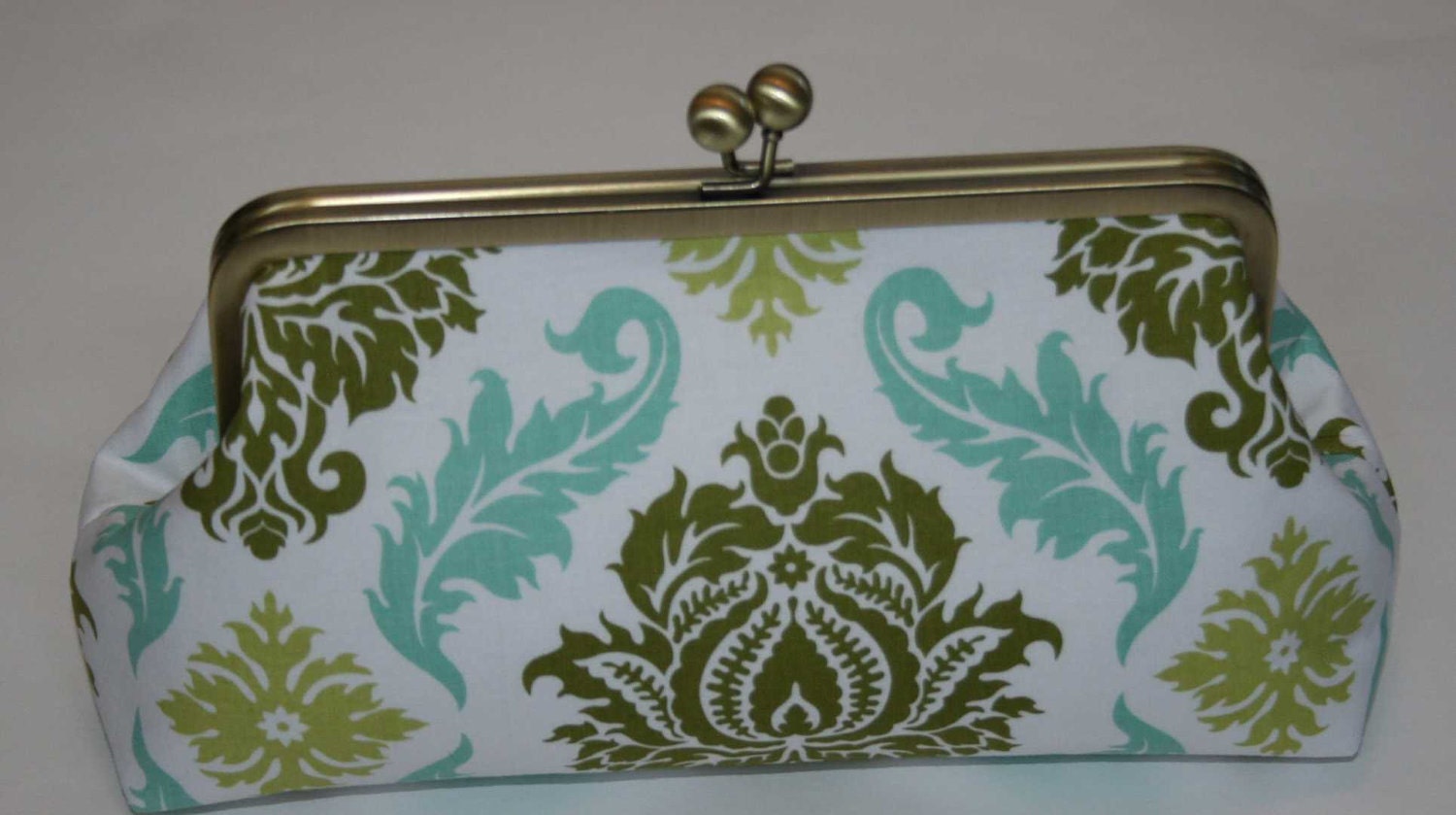 Dill Green Damask Bridesmaid Clutch