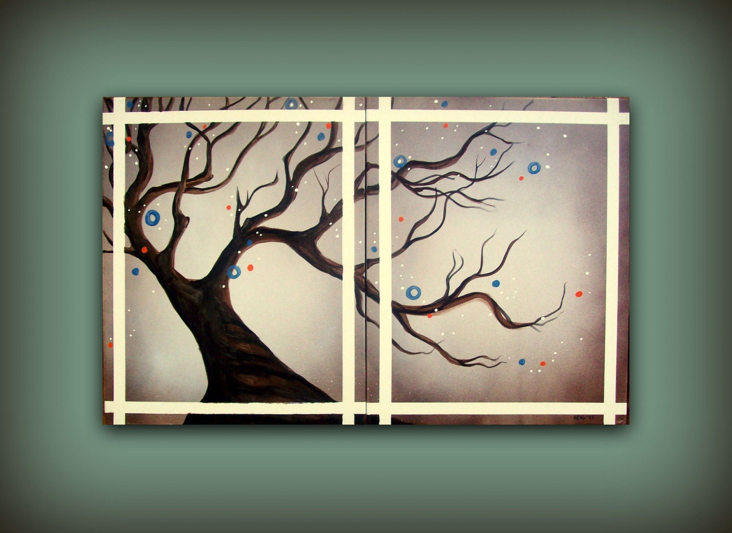 Large Original Painting...Abstract Contemporary Modern Art Diptych Painting by HD Greer