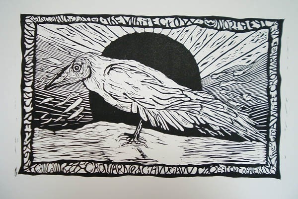 The White Crow (relief print)