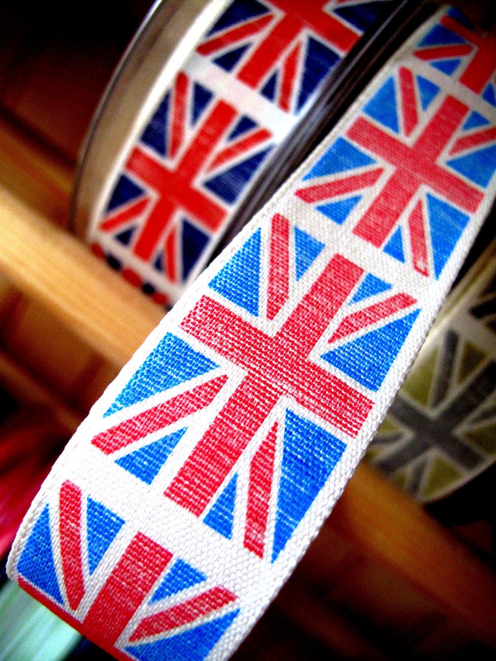 Trim Vintage Union Jack in Red and AQUA 2 metres / yards