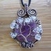 Tree of Life Pendant Amethyst Clear Quartz Wrapped in Hammered Oxidized Copper Wire