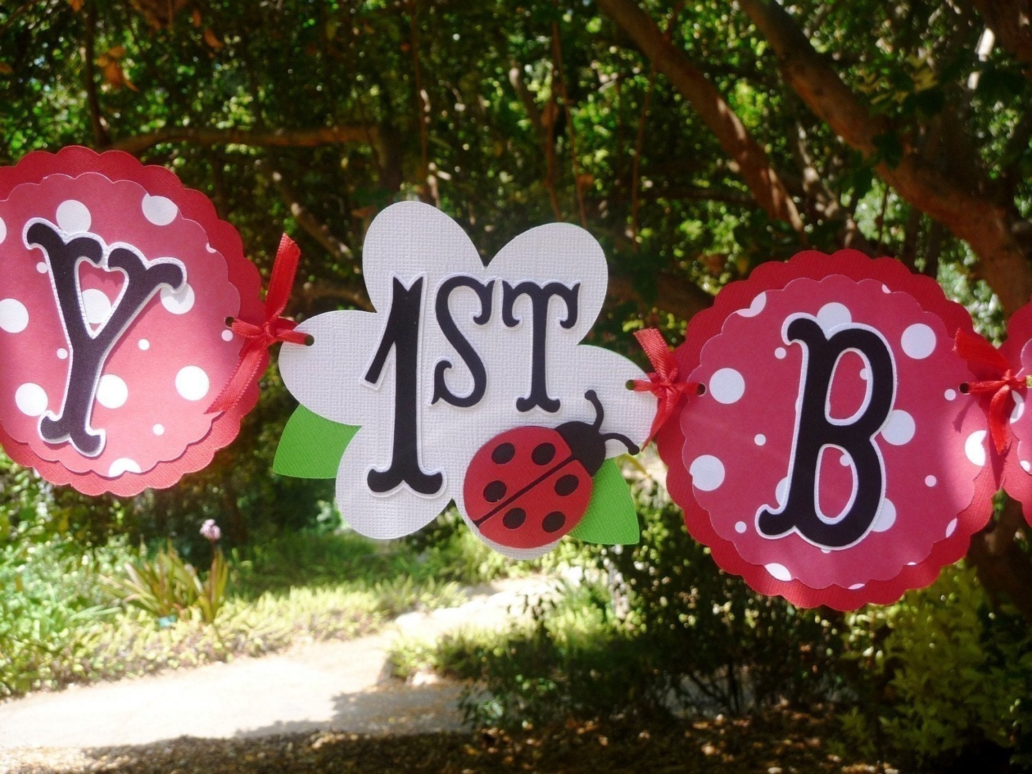 Ladybug Birthday Garland Custom 1st birthday Handmade Banner