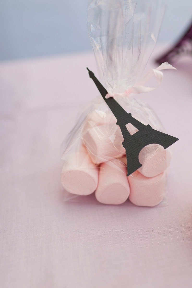 Pink Poodle in Paris Favor Tags Set of 12 - Handmade