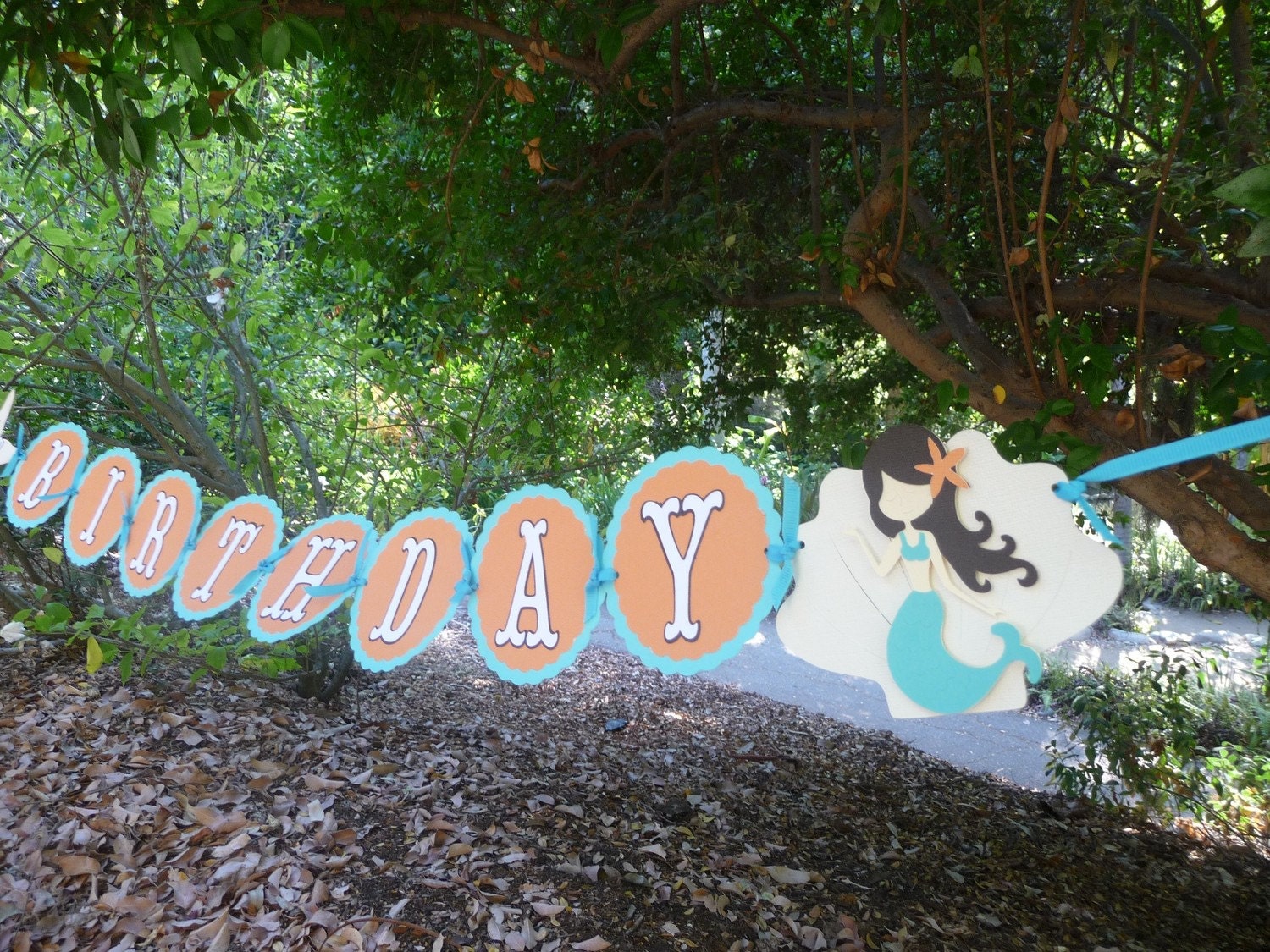 Mermaid Under The Sea Theme Birthday Banner Any Color of Choice or Sea Creature Accents