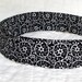 Classic Black & White Fabric Headband - Black White Cotton - Floral Pattern