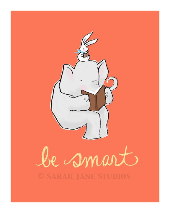 Children's Wall Art Print - Be Smart - 8x10 - Kids Nursery Room Decor