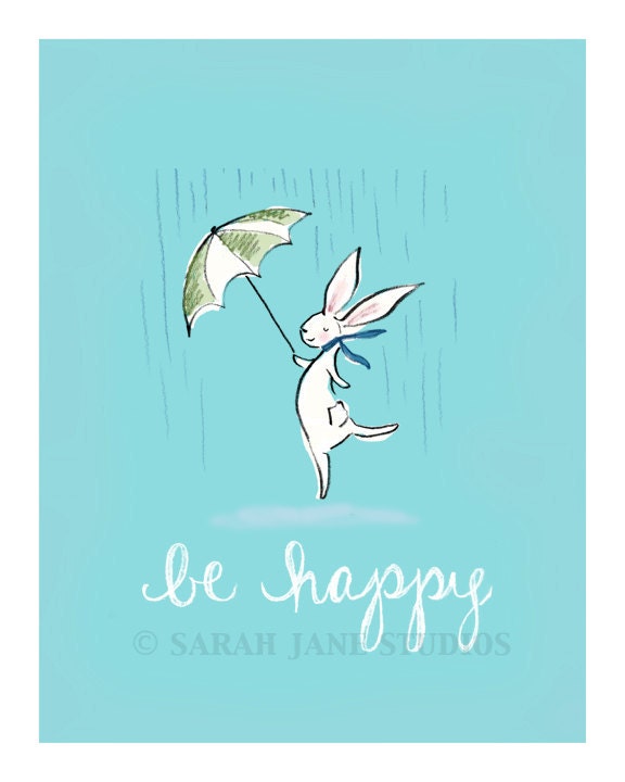Children's Wall Art Print - Be Happy - 8x10 - Kids Nursery Room Decor