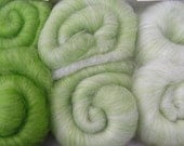 108g (3.8oz) merino and falkland minibatts, gradient green