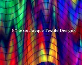 Hand Created Panel Abstract Rainbow Fiber Art Fabric Rainbow Colors