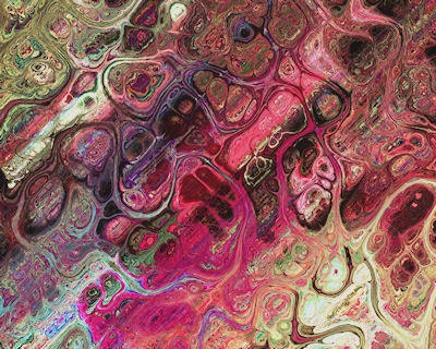 Hand Created FQ Cotton Fabric Panel Marble Abstract Pink Fiber Art