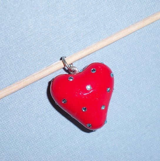 Valentine Heart with blue swarovski stones Pendant / Charm