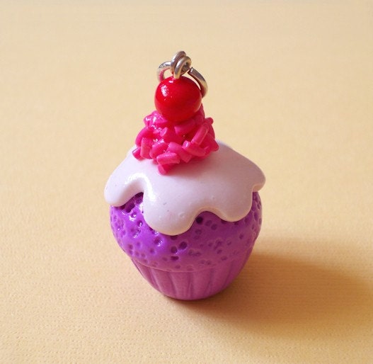 Purple Cupcake with candies Pendant