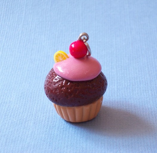 Chocolate-Vanilla Cupcake Charm / Pendant